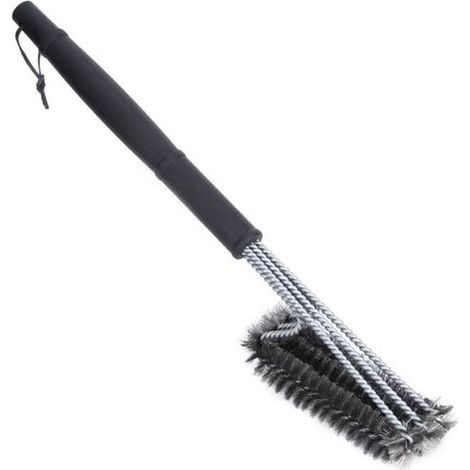SABIR-Brosse pour barbecue, en acier inoxydable avec manche en plastique, accessoire pour barbecue, kit de nettoyage pour barbecue (1/4)