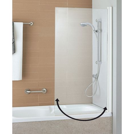 Pare-baignoire ANCOSWING – Verre trempé 4mm – 80 x 140 cm – Ouverture pivotante 180° – Bavette et joint magnétique – Anconetti (1/2)