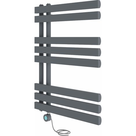 Electric Bathroom Prefilled D-shape Heated Towel Rail Radiator Thermostatic Heating Rads 800x600mm Sand Grey with Smart WiFi (1/5)