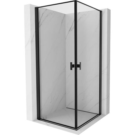 Mexen Mist-B Duo Duschkabine Schwenktür 100 x 100 cm, schwarzer Rahmen, schwarz - 8A2-100L-100P-70-70