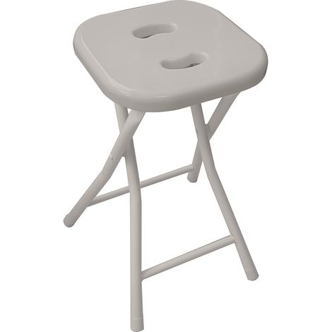 GEDY Sgabello bagno richiudibile, Misure e peso: 46,5X26X28 CM & 1,156 KG, Sgabello richiudibile in metallo e resine, Finitura tortora chiaro, Design R&S Gedy, 2 anni di garanzia
