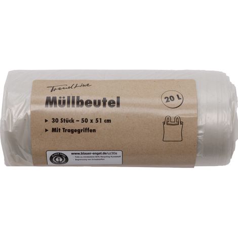Trendline Müllbeutel 20 L, transparent+Tragegriff, 30 Stück Müllbeutel (1/2)