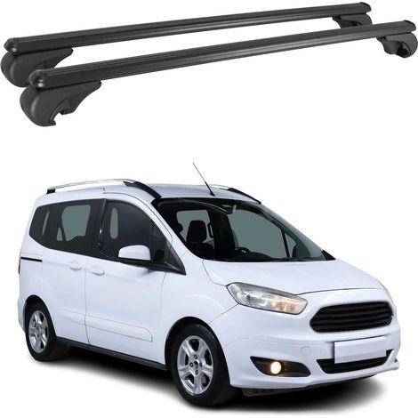 OMAC Aluminium Dachträger Querträger für Ford Tourneo Courier I 2014-2023 – TÜV / DIN 75302:2019 – Abschließbar – Max. 75 kg – 2 Stangen Schwarz (1/5)