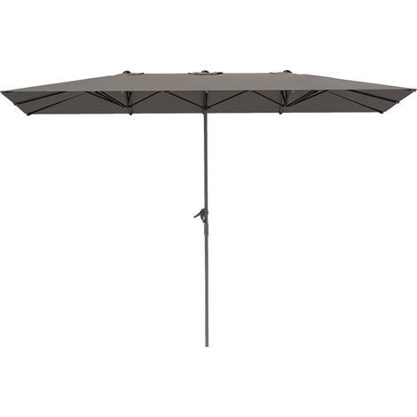 Outsunny Ombrellone da Giardino Doppio 4.5x2.6 m Apertura a Manovella Grigio