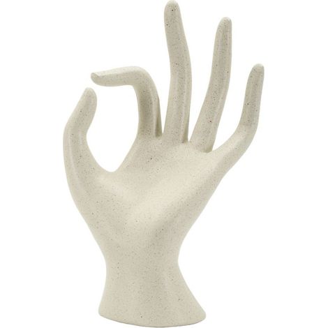 Scultura OK Stons in resina color crema