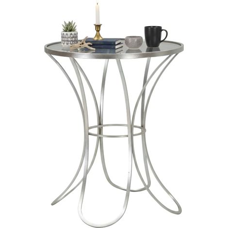 Dmora - Wohnzimmertisch Molina, Niedriger Wohnzimmertisch, Kaffeeregal, Couchtisch für Sofa, 56x56 h68 cm, Silber