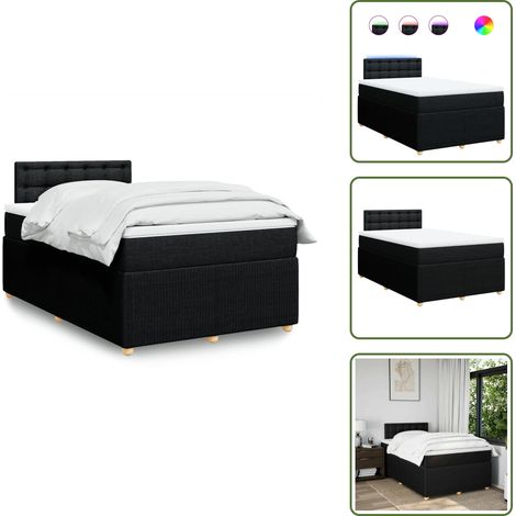 vidaXL Sommier à lattes de lit avec matelas Noir 120x200 cm Tissu (1/5)
