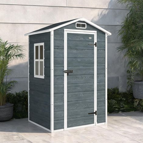 Abri de jardin compact gris classique avec fenêtre et sol (1/5)