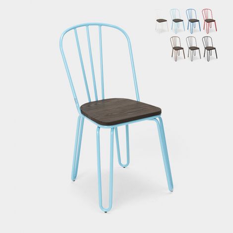 sedie industrial acciaio per bar e cucina design ferrum - Azzurro