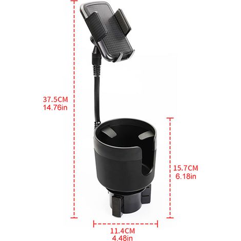 Porte-gobelet voiture 2-en-1 adaptateur extensible support téléphone multifonctionnel rotatif réglable pour auto, holder gobelet élargisseur (1/5)