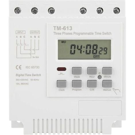 Minuter Timer Trefas 380V 16A Programmerbart Tidrelä Digital Tidstyrenhet Veckorelä 50-60Hz Strömbrytare Elektrisk Timer (1/3)