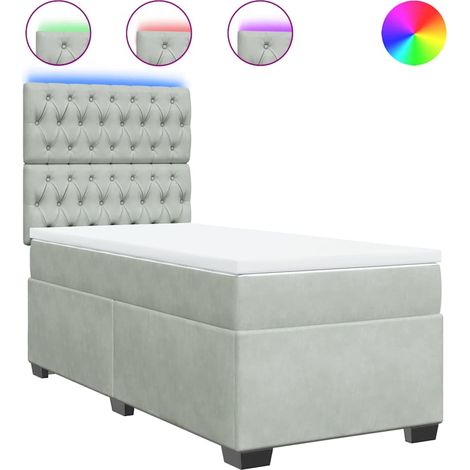 Maison Exclusive - Giroletto a Molle con Materasso Grigio Chiaro 90x190 cm Velluto (1/5)