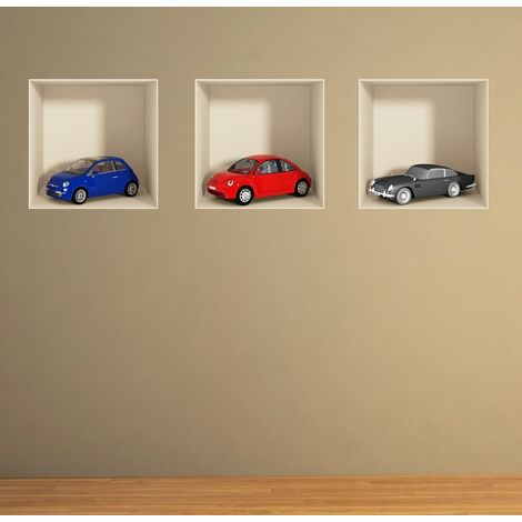 Sticker effet 3D voitures 3 couleurs 30 x 90 cm (1/3)