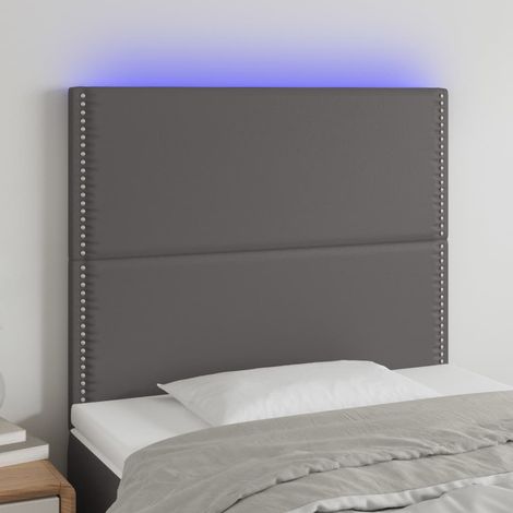 Tête de lit à LED Gris 90x5x118/128 cm Similicuir (1/5)
