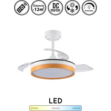 Ventilador de techo con luz silencioso DC con mando panam blanco haya 92 cm invierno-verano color luz regulable (1/5)