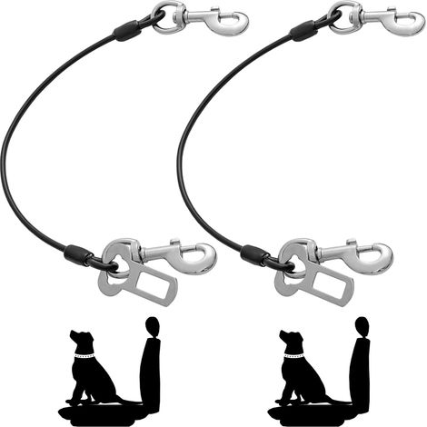 Arnés para coche - perros - juego de 2 piezas con correa revestida - resistente a las mordeduras - accesorios para coche - doble clip y cierre de hebilla (2 - 80 cm - 2 piezas) (1/5)