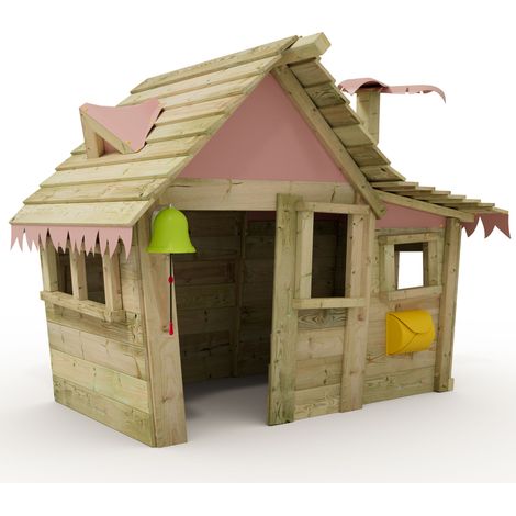 Wickey Casetta Casita - Casetta per bambini in legno, casetta da giardino per bambini, estremamente resistente alle intemperie - in legno massiccio impregnato in autoclave - rosa pastello (1/5)