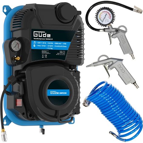 Güde Wandkompressor 160/08/2 8 bar 90 l/min inkl. 3 tlg. Druckluft-Set (1/5)