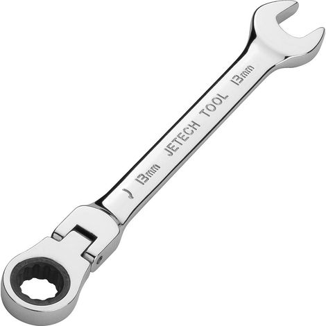 Clé à cliquet flexible de 13 mm, avec tête flexible, fabriquée en acier allié Cr-V forgé et traité thermiquement, entièrement polie avec 12 points, métrique (1/5)