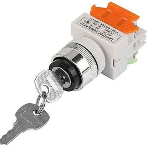 KZQ Commutateur Rotatif à Clé à 2 Positions avec 2 Clés Interrupteur de Verrouillage pour Ouvrir Fermer le Circuit 220V (1/4)