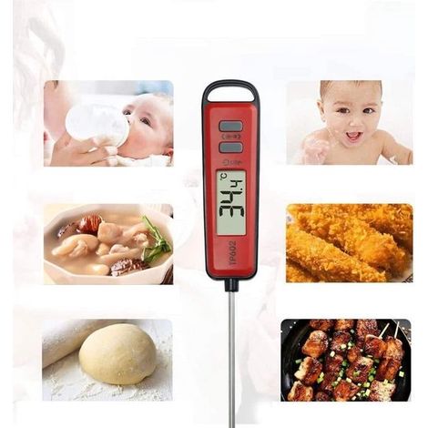 Termómetro digital de sonda para carne, ideal para cocinar, asar a la parrilla o para el hogar (Color: Negro) (1/2)