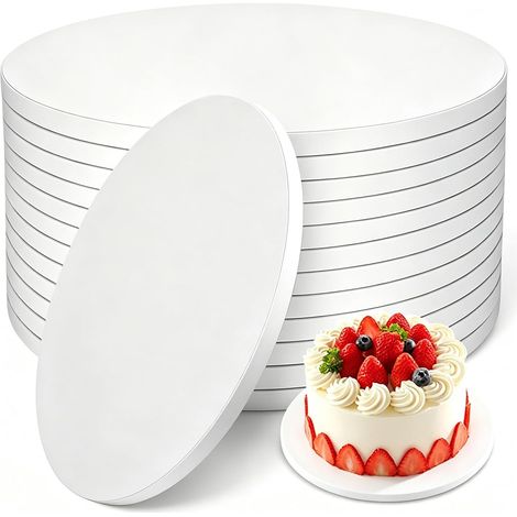 Lot de 10 Planches à Gâteau Rondes Blanches 30cm, 1, 2mm Épais, Carton Triple Cannelure, Anti-Gras (1/5)