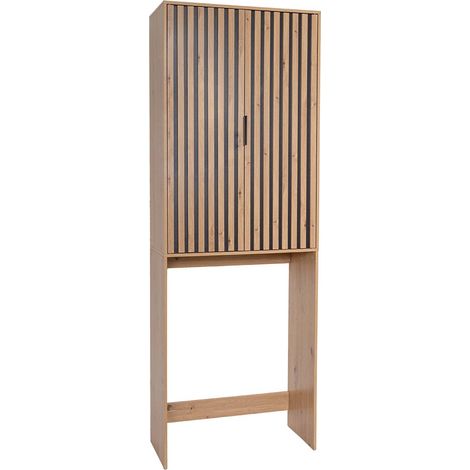 Meuble panneaux de particules/mdf machine a laver/wc 2 portes + 2 etageres et crochets - karma - Tendance