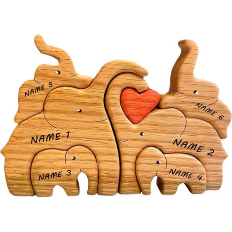 Figurine En Bois - Ours Familial Personnalisé Avec Noms - Décoration Intérieure Pour Salon Chambre Bureau - Cadeau Personnalisé Pour Fête Famille Anniversaire Noël - 1 Pièce (1/5)