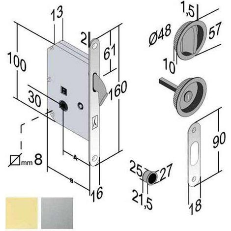 Serratura Infilare Legno Scorrevoli E50 Bagno Cromo satinato Bon Gb