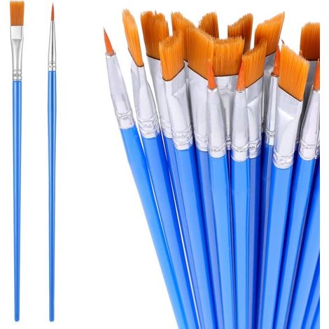Set di 30 pennelli per pittura acrilica, composto da 15 pennelli a punta fine e 15 pennelli piatti in nylon. (1/5)