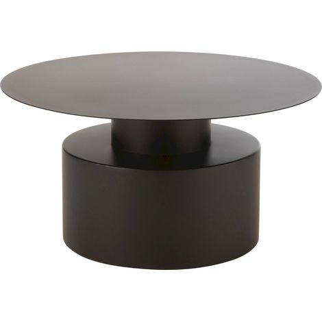 Table basse ronde en métal noir design contemporain salon élégant - Noir mat élégant (1/5)