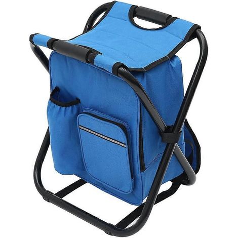 NOW 1 pc chaise de camping pliable sac à dos tabouret de pique-nique avec sac de pêche étanche sac à dos de randonnée avec siège tabouret portable en tissu oxford 600D Compatible avec (1/5)