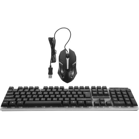 Ensemble Clavier et Souris Filaire Noir 104 Touches en Abs, Design Flottant des Touches et Éclairage LED Coloré pour Jeu sur PC (1/5)