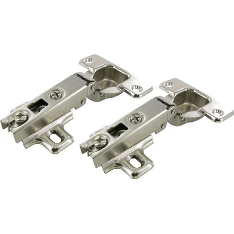 Verdeckte Möbelscharniere mit Federn, Öffnung 110°, Stahl vernickelt D.35 mm Achsabstand 48 mm, 2 Stück