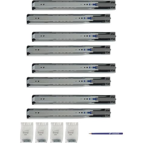 Schubladenschienen 300mm softclose Kugelführung - Vollauszug mit integrierter Dämpfung, 32-Systemlochung - 4 Paar (1/5)