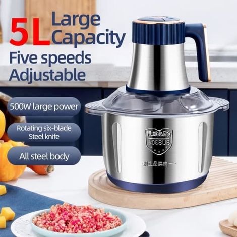 Hachoir électrique multifonction 5L en acier inoxydable, appareil de cuisine 6S 110-240V 30000-40000 tr/min (1/4)