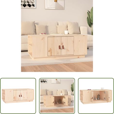 vidaXL Mesa de centro de madera maciza de pino 100x50x41 cm (1/5)
