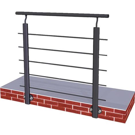 Garde-corps en aluminium noir mat 1m – 5 traverses – Fixation latérale pour terrasse et escalier – Installation rapide et sécurisée