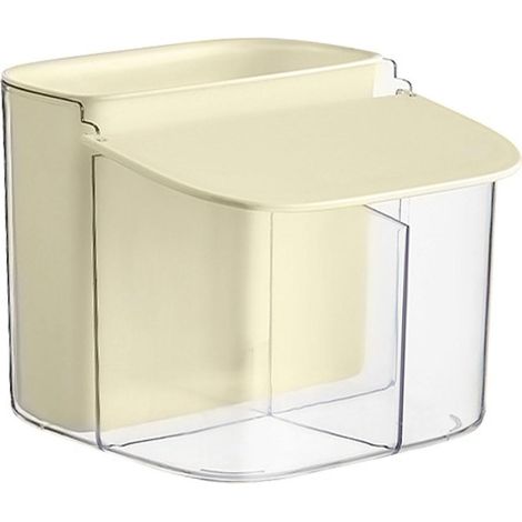 Boîte de rangement murale pour cosmétiques et cotons, sans perforation, compartiments respirants, blanche (1/5)