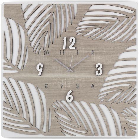 Orologio quadrato 30X30 cm da parete TROPICAL legno laminato BRC