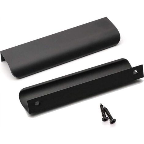 Set mit 2 schwarzen Küchenschrankgriffen aus Aluminiumlegierung, Lochabstand: 128 mm, inklusive Schrauben (1/5)
