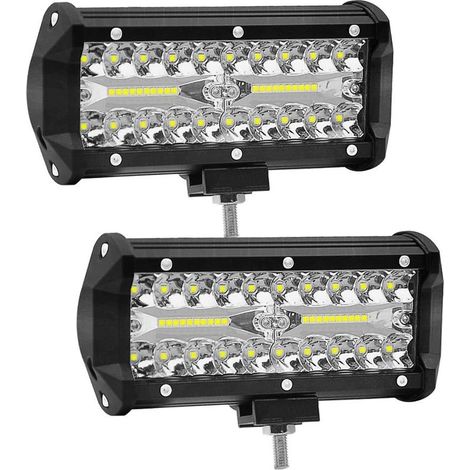 2 pièces 7 pouces LED travail lumière 120W projecteur 12V/24V voiture travail lumière 6000K 15000LM antibrouillard (1/4)