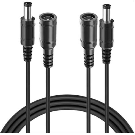 Câble d'extension d'alimentation DC, 5,5 mm x 2,1 mm, câble d'adaptateur d'alimentation mâle et Femelle pour appareils Basse Tension 5 V 6 V 9 V 12 V 24 V Noir (1/5)