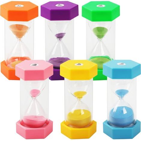 Colours Hourglass Timer, Hourglass Colore Kit, 3/10/30/15/45/60 Minutes, Colour Timer, Suitable for Kitchen, Family, Children's Life, Play Time, Creative Gifts (1/5)
