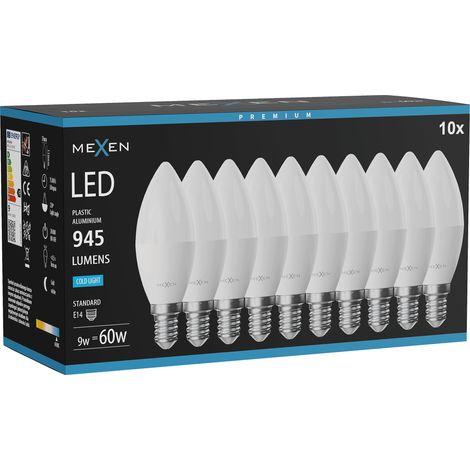 Mexen Nova 10x ampoule LED E14, C37, 9W, Froid - 6500K, 945 lm - L102-E14-0965-01x10 (1/3)