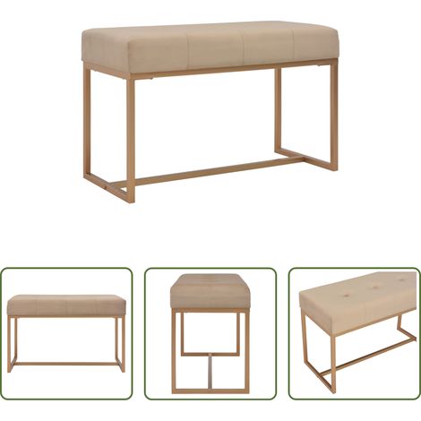 Confort - Banc d'entrée beige 80 cm velours (1/5)