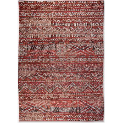 KILIM DESIGN - TAPPETO CLASSICO ANTIQUARIO - Prodotto in Belgio - Tessuto piatto jacquard meccanico - Rifinito a mano - Antiscivolo naturale - Cotone - Lana - Rosso Fez - 140 x 200 CM (1/5)