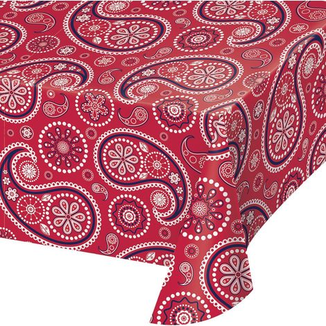 Nappe en Plastique imprimé Cachemire Rouge 329662 (1/2)
