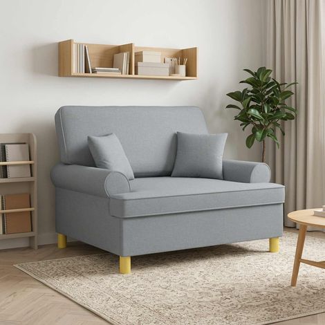 vidaXL Fauteuil XXL avec coussins Gris clair Tissu (1/5)