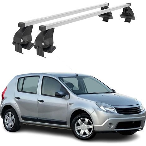 OMAC Dachträger Querträger Stahl für Dacia Sandero 2008-2012 – Abschließbar – City-Crash-getestet – DIN 75302:2019 – ISO/PAS 11154:2006 – Max. 50 kg Silber (1/5)